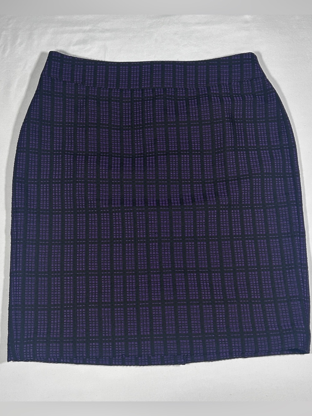 Ann Taylor Purple and Black Plaid Pencil Skirt